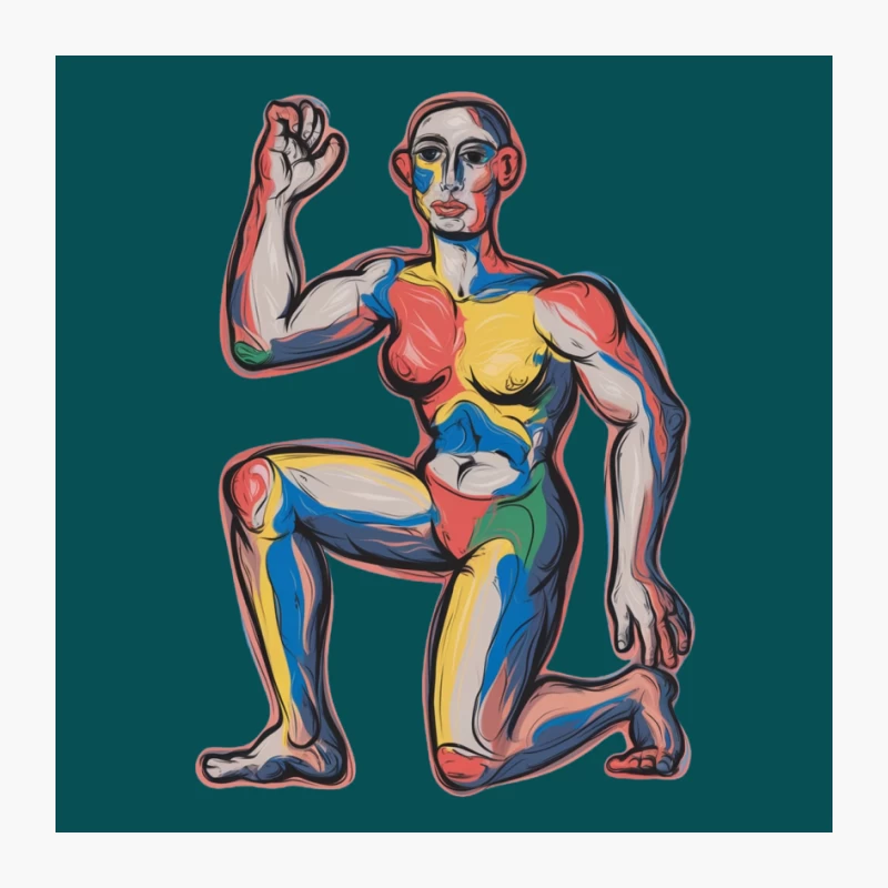 Abstract Colorful Modernist Figure in Dynamic Pose Pin