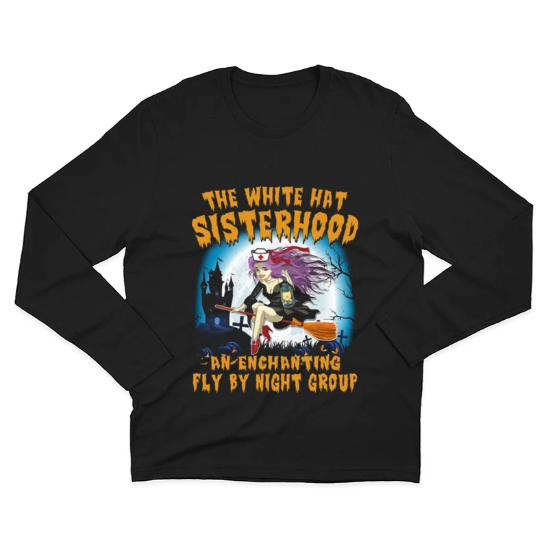 Sœur sorcière sur balai Homme Manches Longues T-Shirt