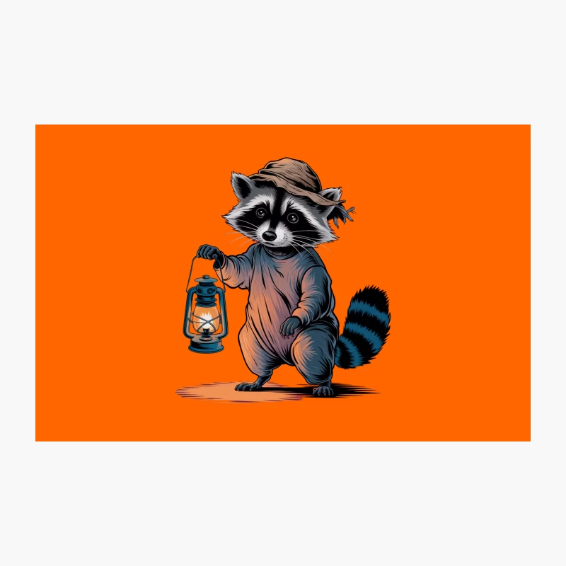 Whimsical Raccoon's Nighttime Adventure with Lantern and Hat Travel Mug