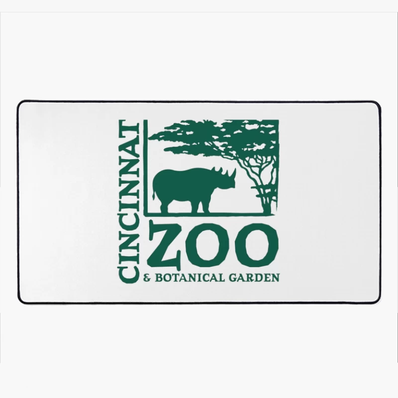 Cincinnati Zoo & Botanical Garden Logo with Rhinoceros and Acacia Tree Desk Mat