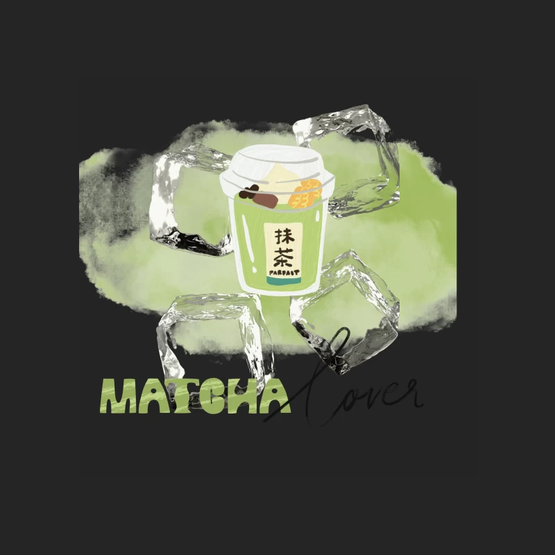 Cute Matcha Latte Cartoon in Glass Cup Male Pullover Sweatshirt