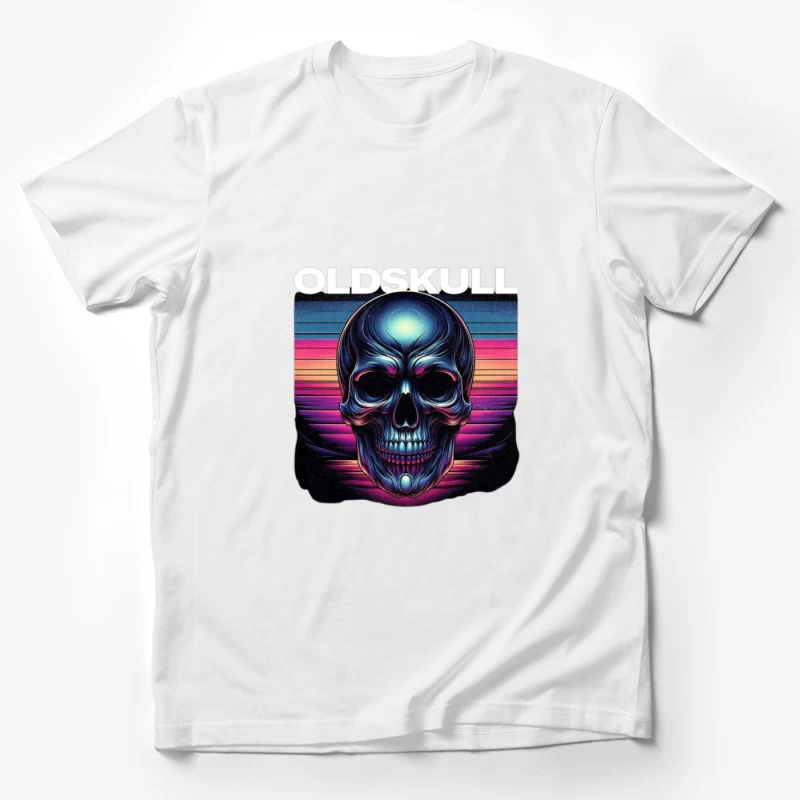 Retro Synthwave Neon Skull Artwork Male T-Shirt