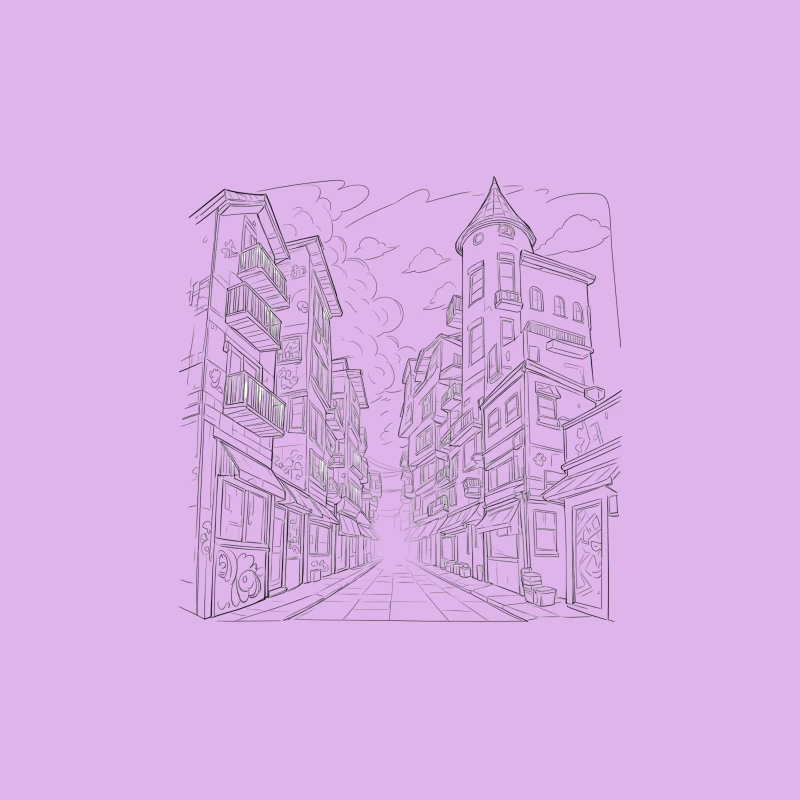 City Street Illustration Travel Mug