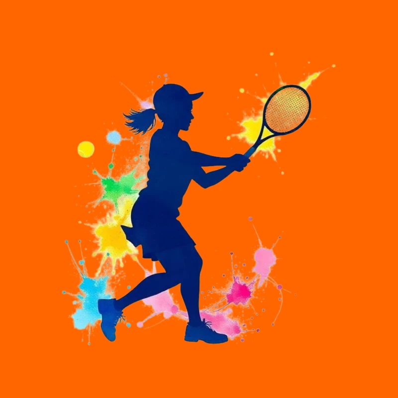 Silhouette of a Female Tennis Player Tapestry