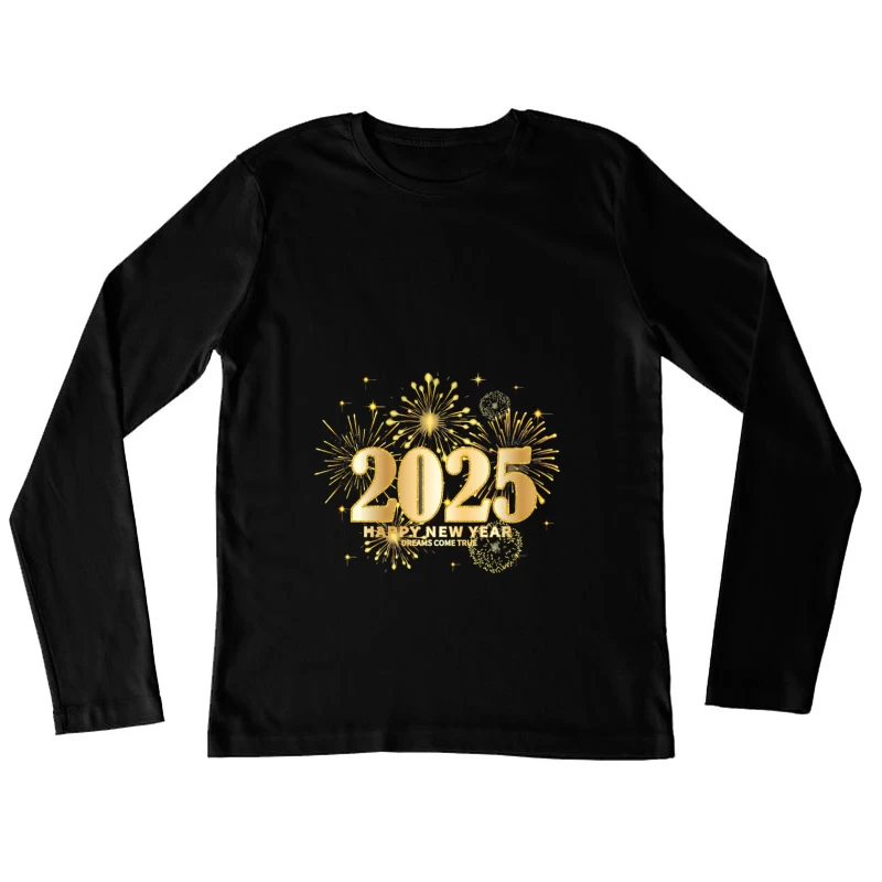 Frohes neues Jahr 2025 mit Feuerwerk Damen Langarm T-Shirt