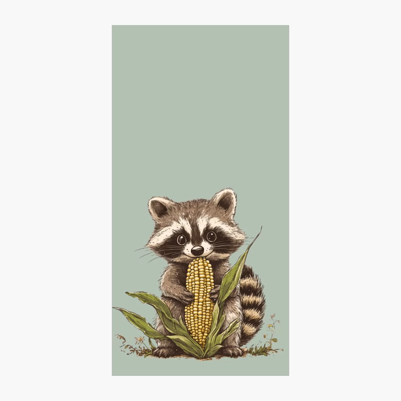 Adorable Raccoon Munching on Corn: A Whimsical Wildlife Illustration iPhone Case
