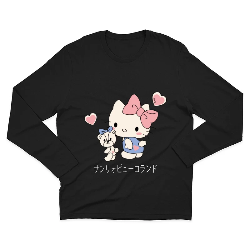 Kawaii-Katze mit Teddy Herren Langarm T-Shirt