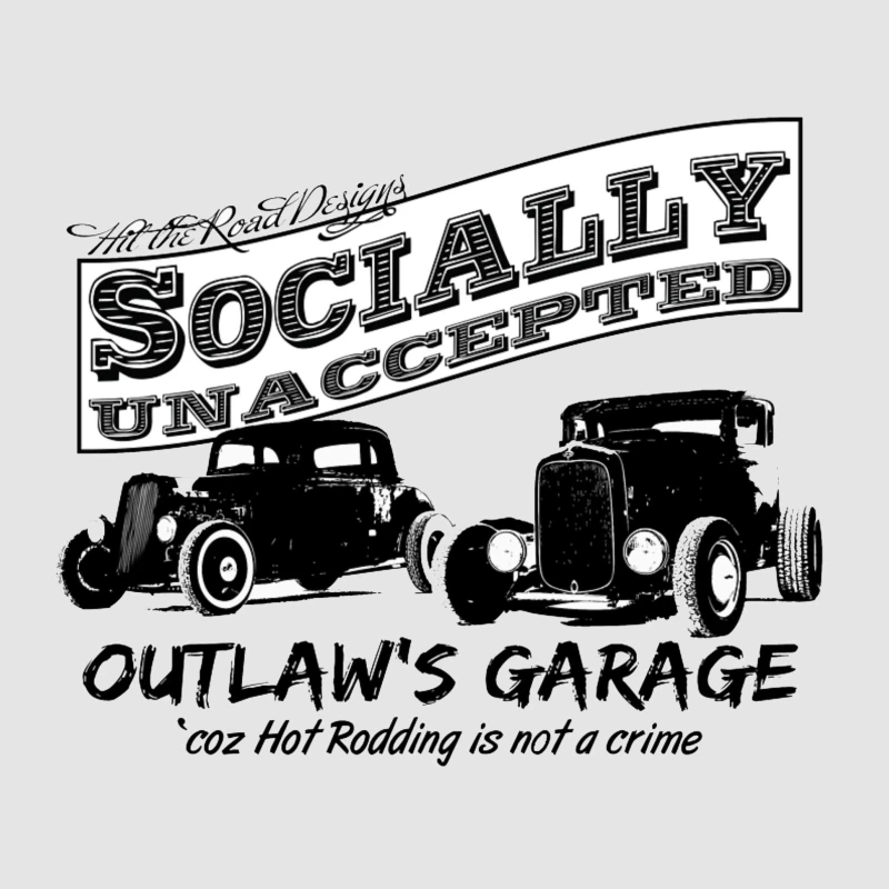 Socially Unaccepted Hot Rod Garage Vintage Design Male Pullover Hoodie