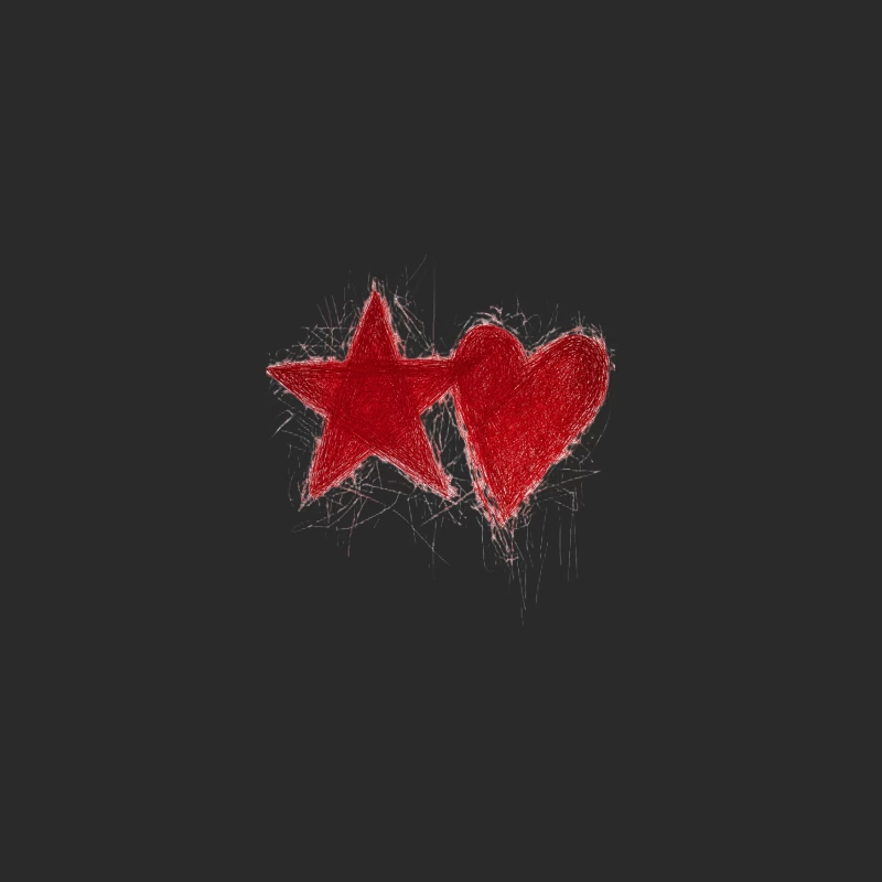 Red Star and Heart Artistic Sketch Baseball Cap