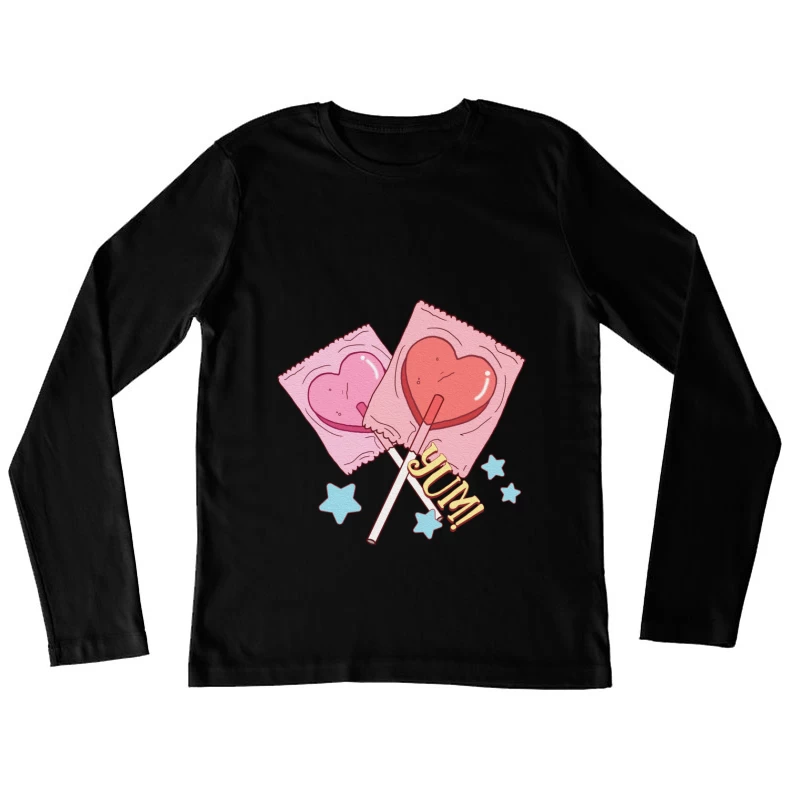 Herzförmige Lutscher Illustration Damen Langarm T-Shirt