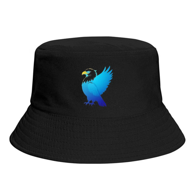 Majestic Blue Gradient Eagle Illustration Bucket Hat