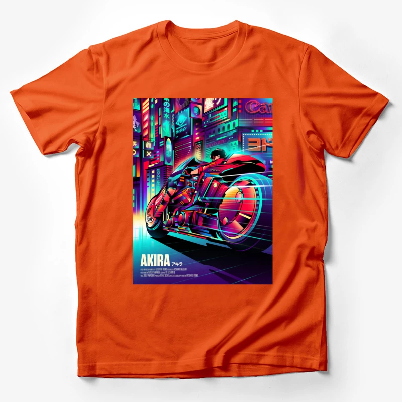 Cyberpunk Akira Motorcycle in Neon City Male T-Shirt