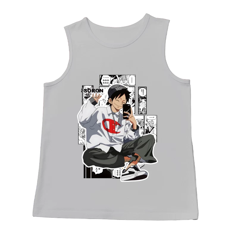 Junge mit Smartphone und lässigem Stil Herren Tanktops