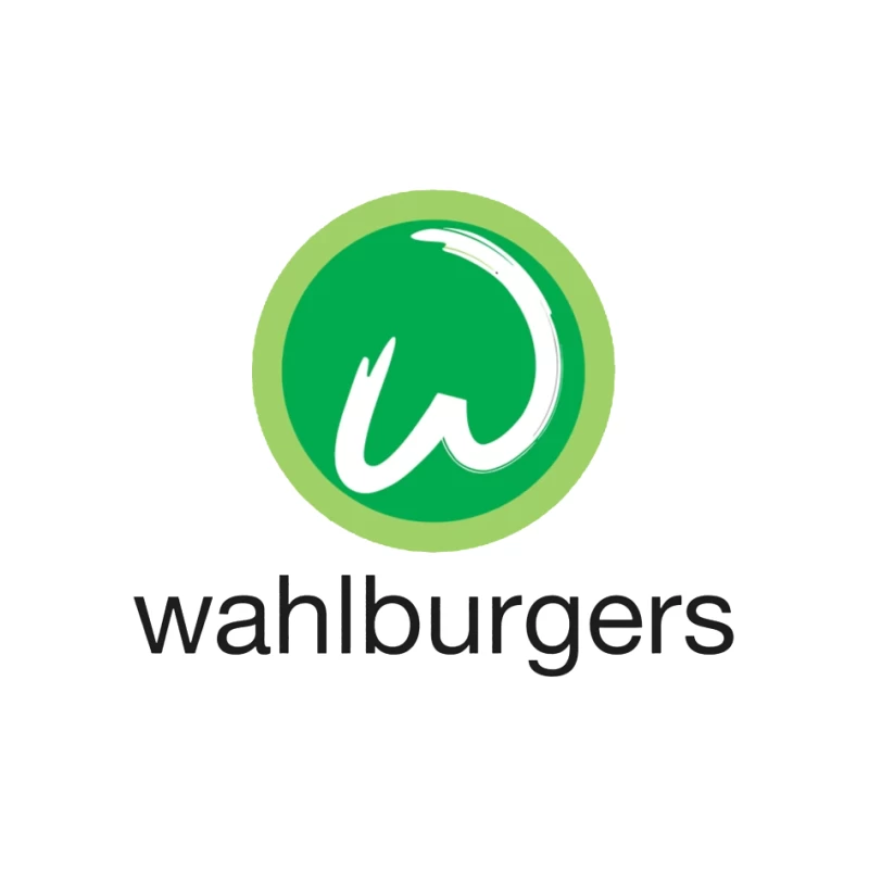 Wahlburgers Restaurant Chain Green Circle Logo Design Pin