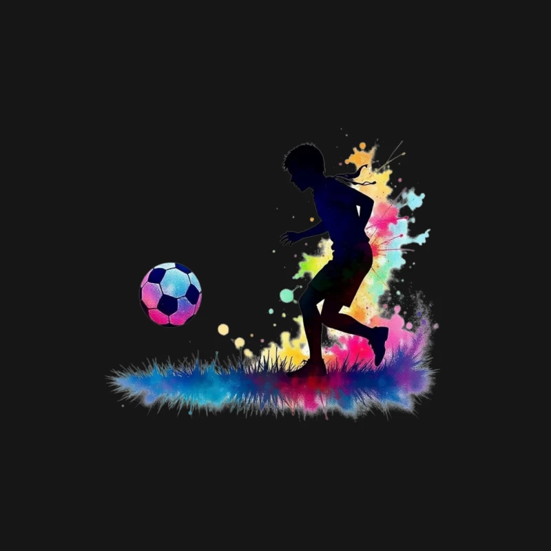 Silhouette of a Soccer Player with Color Splash Male Long Sleeve T-Shirt