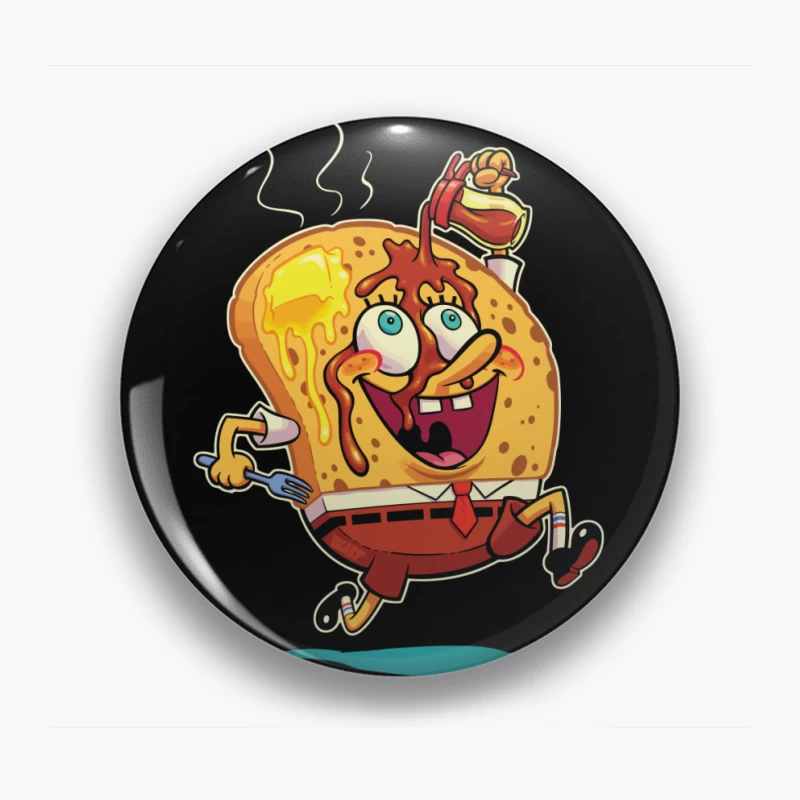 Excited Cartoon Slice of Toast Pin