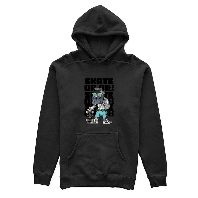 Hipster Skater Cartoon Illustration Damen Pullover Hoodie
