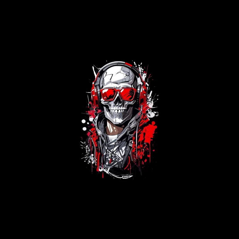 Cool Urban Skull with Headphones Travel Mug