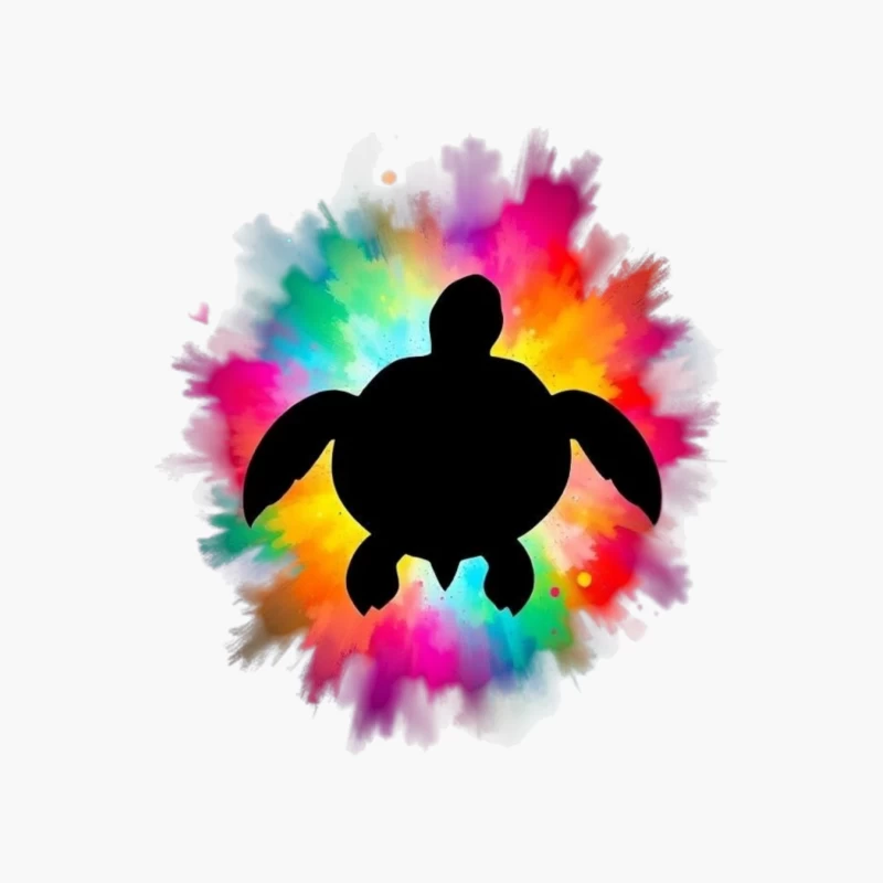 Colorful Turtle Silhouette Art Cotton Tote Bag