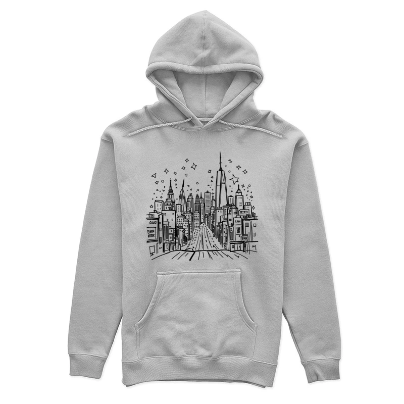 Urban Night Skyline Illustration Female Pullover Hoodie