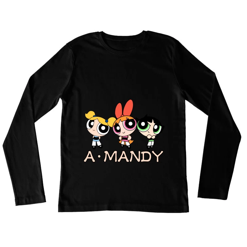 Powerpuff Mädchen Cartoon Damen Langarm T-Shirt