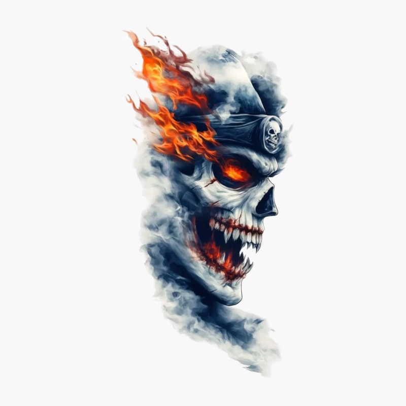 Fiery Ghost Skull Artwork Cotton Tote Bag