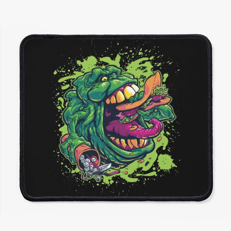 Colorful Monster Eating Food Illustration Mouse Pad