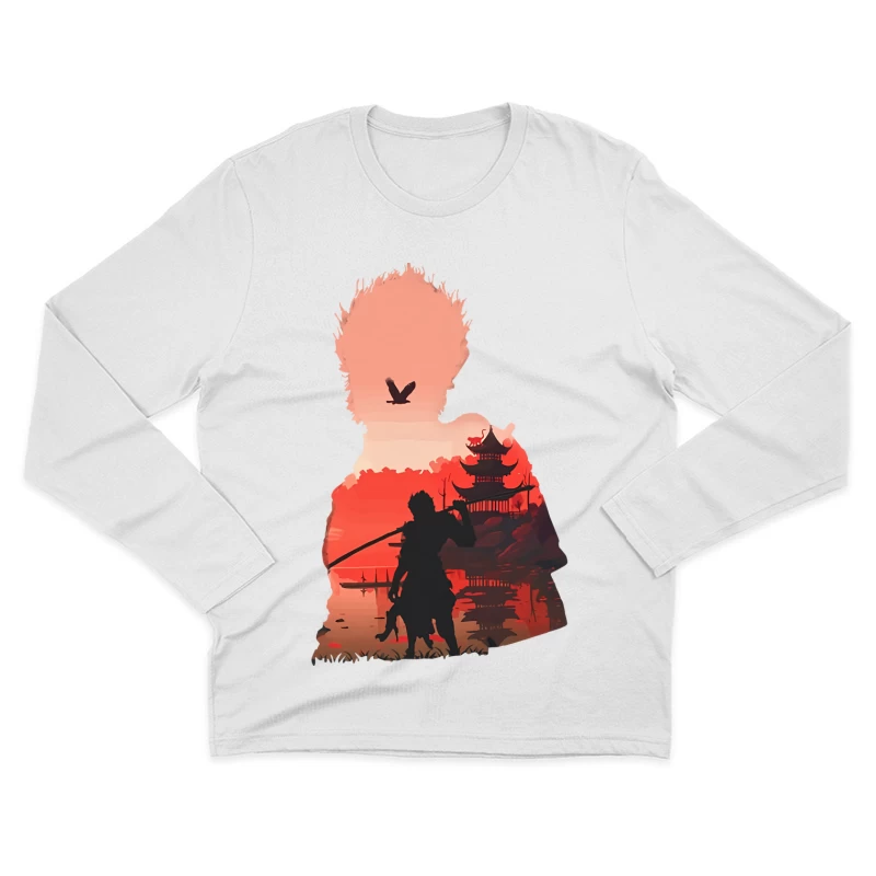 Samurai vor Sonnenuntergang Herren Langarm T-Shirt
