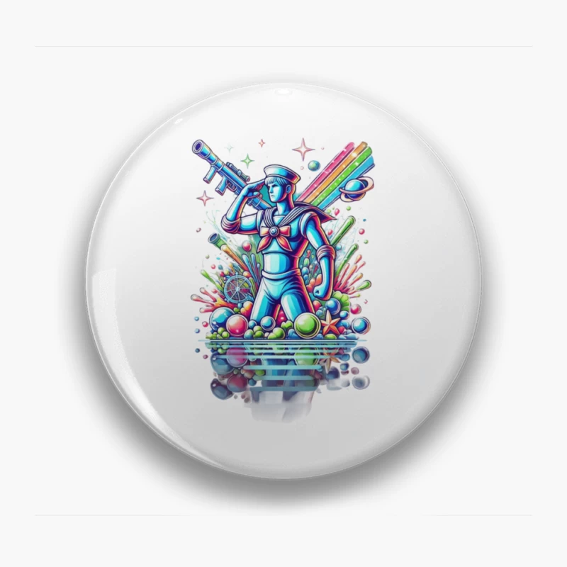 Retro Neon Sailor Fantasy Art Pin