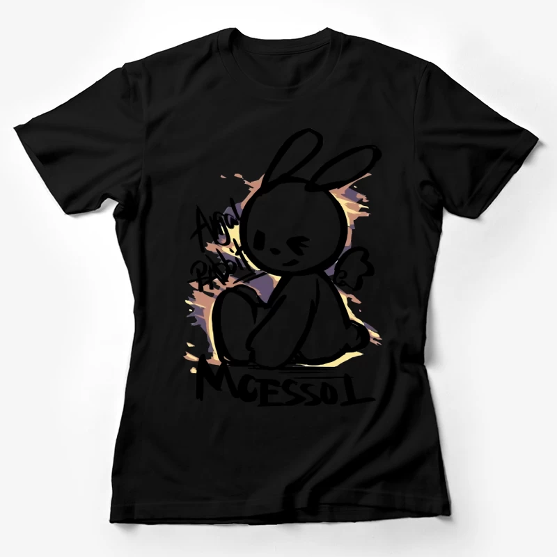 Schwarzes Häschen mit Neonlicht Damen T-Shirt