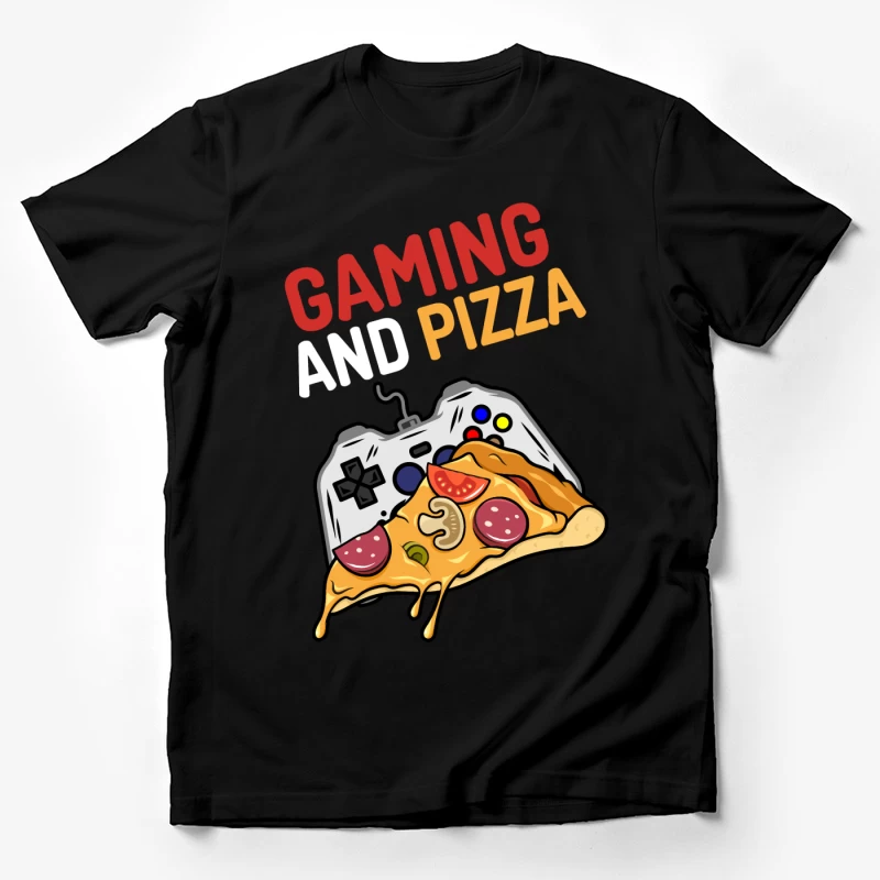 Gaming und Pizza Spaß Herren T-Shirt
