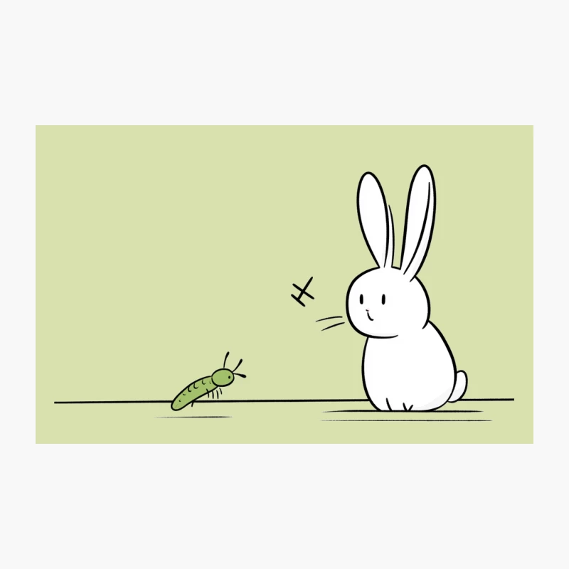 Cute Minimal Drawing of Rabbit Meeting Caterpillar Travel Mug