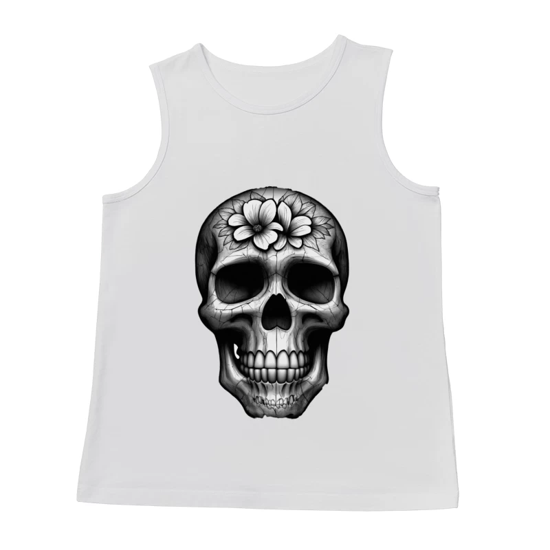 Floral Skull Illustration Male Tank Top