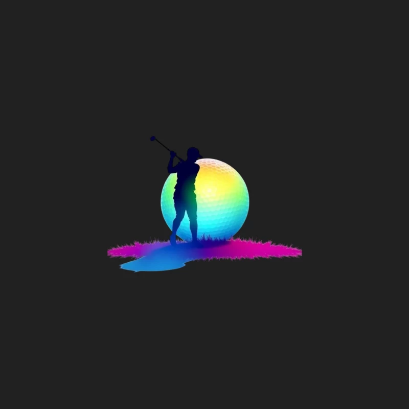 Colorful Golfer Silhouette with Rainbow Golf Ball Bucket Hat