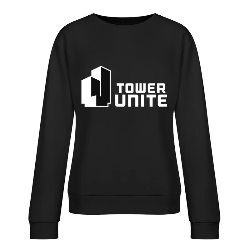 Minimalist Tower Unite Logo Design in Black and White Female Pullover Sweatshirt