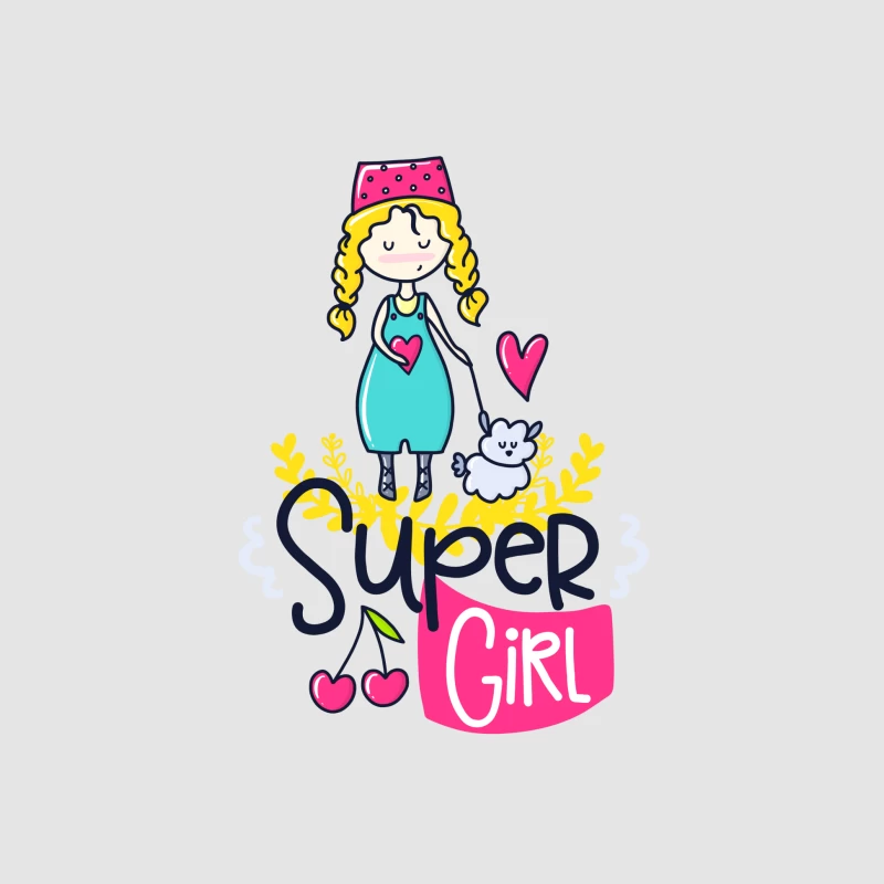 Fille Super avec Chaton et Coeur Homme Sweat à capuche