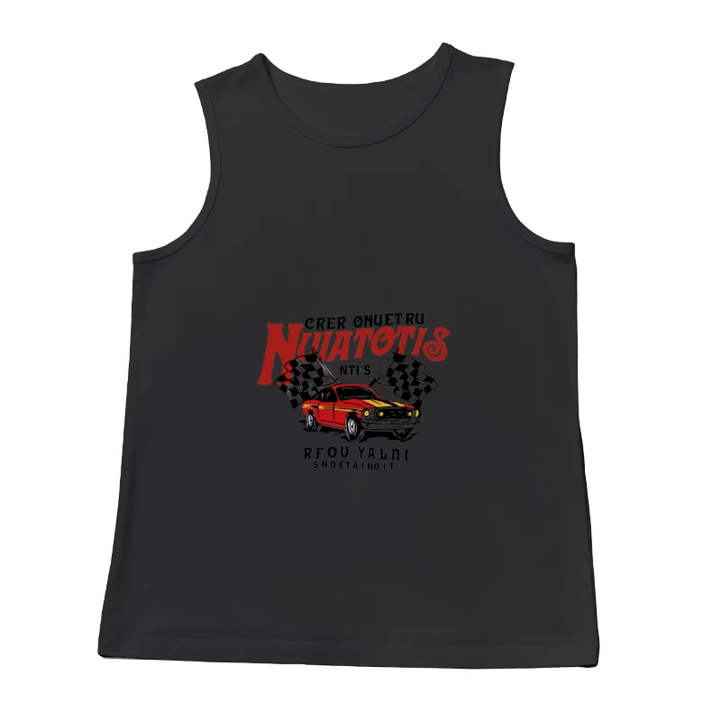 Klassisches Auto mit Rennflaggen Herren Tanktops