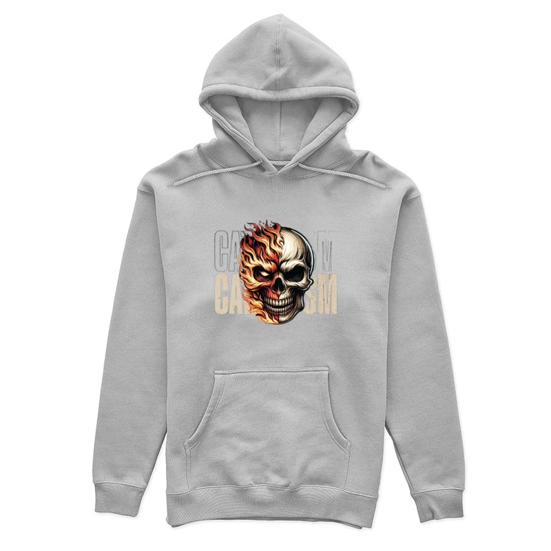 Burning Skull Gothic Flame Design Female Pullover Hoodie