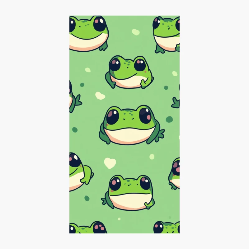 Adorable Cartoon Frog Pattern: Cute Kawaii Chibi Illustration iPhone Case