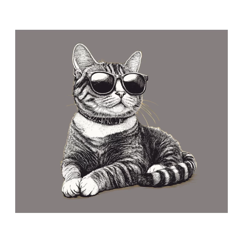 Cool Cat in Sunglasses: Stylish Feline Sketch Tapestry