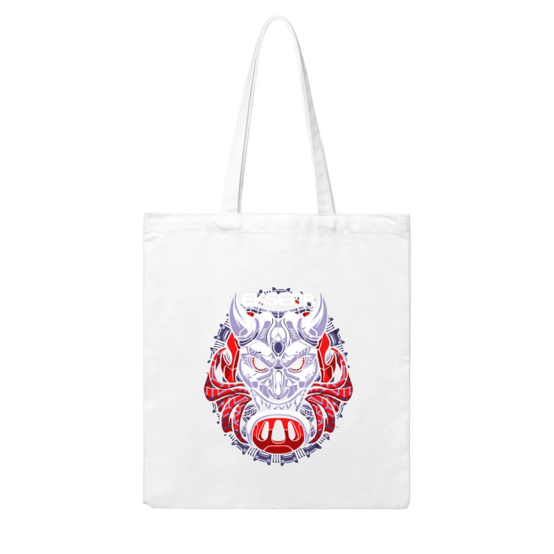 Fantasy Demon Mask Illustration Cotton Tote Bag