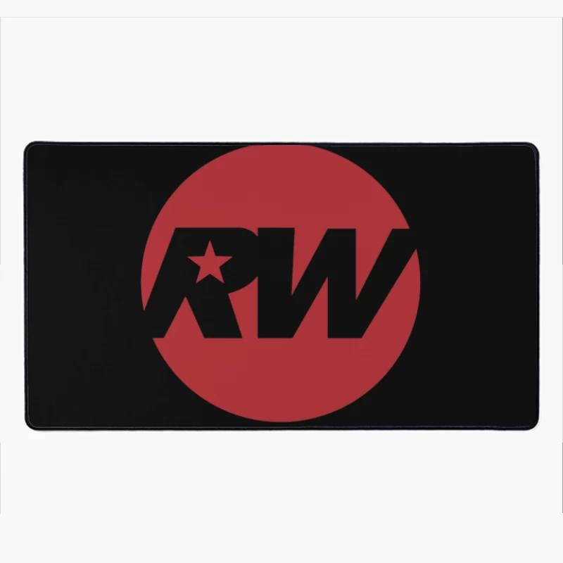 Red and White RW Star Logo Design Desk Mat