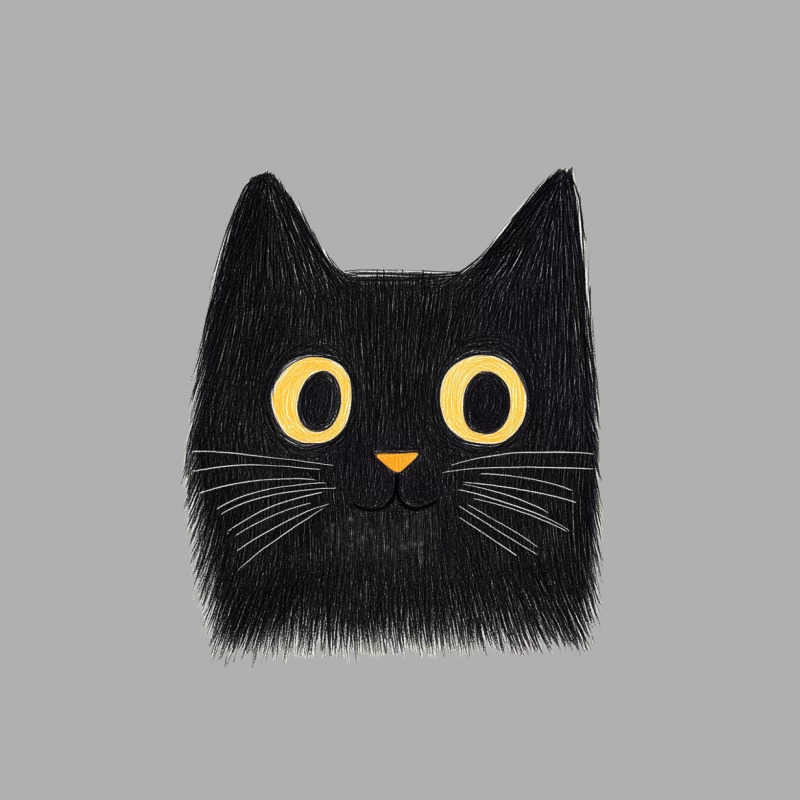 Cute Cartoon Black Cat Illustration with Yellow Eyes Male Tank Top