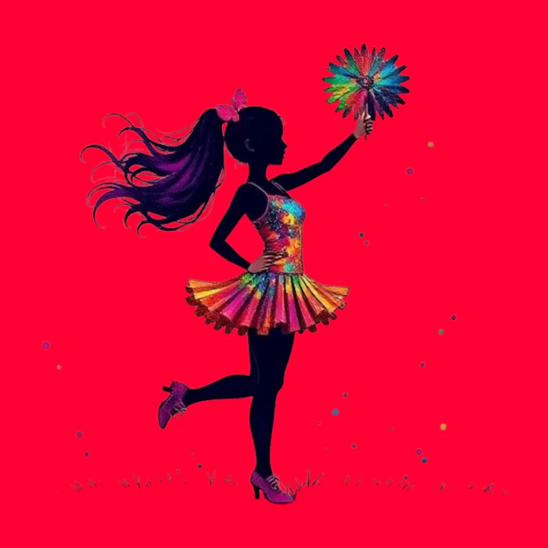 Colorful Cheerleader Silhouette Pin
