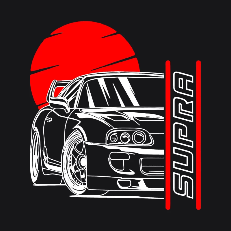 Rotes Auto-Design mit Supra-Schriftzug Herren Pullover Hoodie