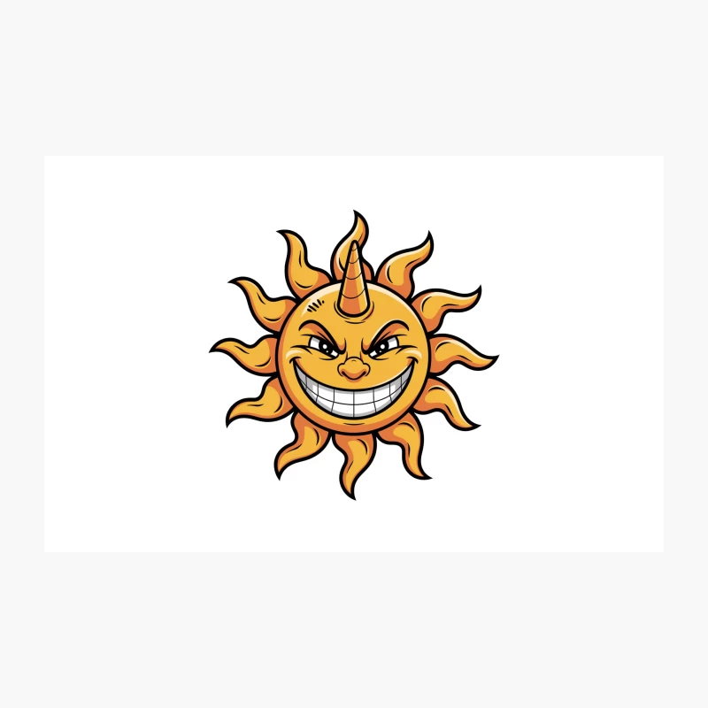 Mischievous Cartoon Sun with Devilish Grin Travel Mug