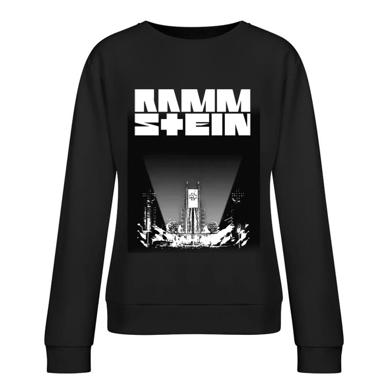 Rammstein Industrial Metal Concert Stage Design in Black and White Female Pullover Sweatshirt