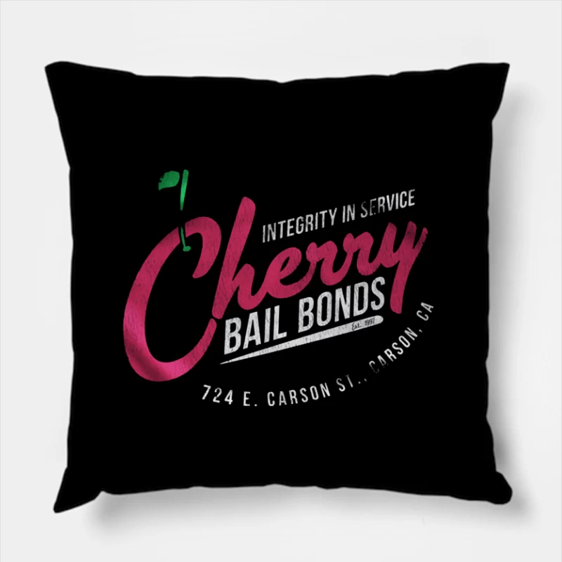 Cherry Bailbonds Retro Throw Pillow