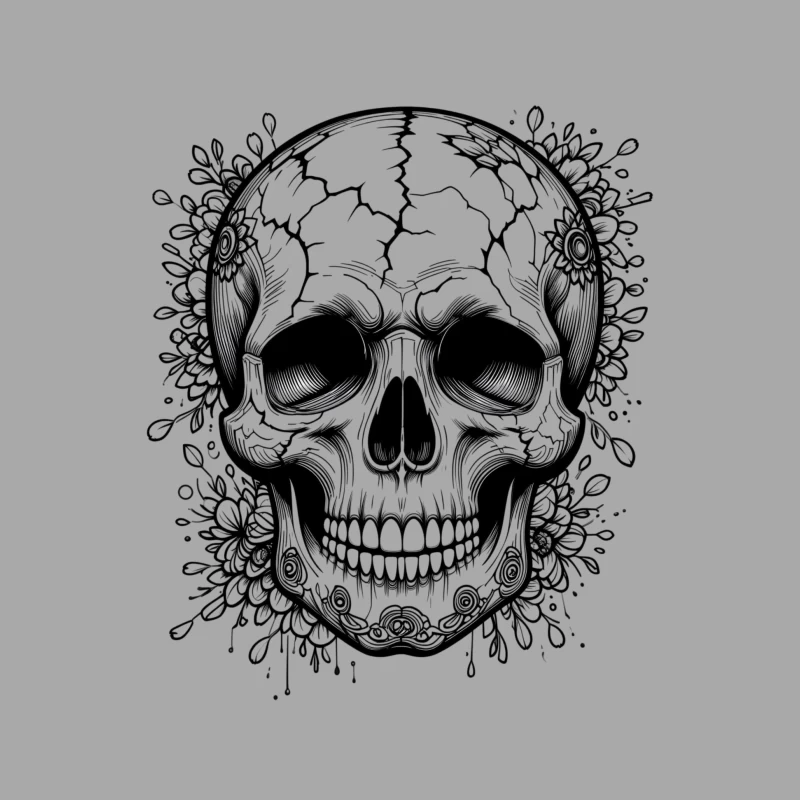 Decorative Skull Illustration Female Pullover Hoodie