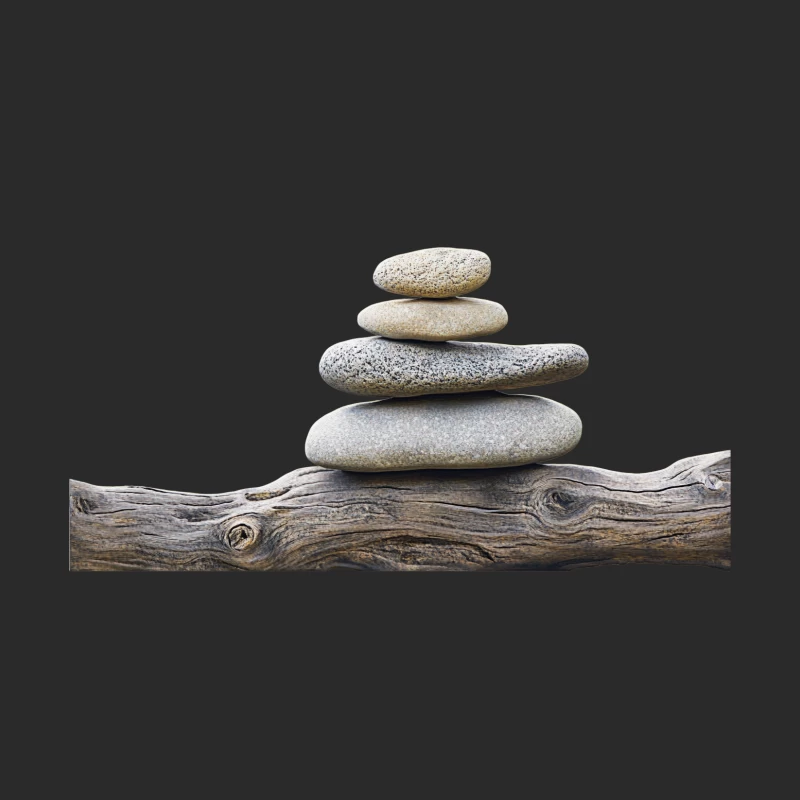 Balanced Zen Stones on Driftwood: A Natural Harmony Baseball Cap